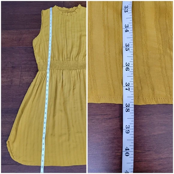 Shein Sleeveless High Neck Fit & Flare Knee Length Dress Mustard Women's L 8/10 - Picture 7 of 7